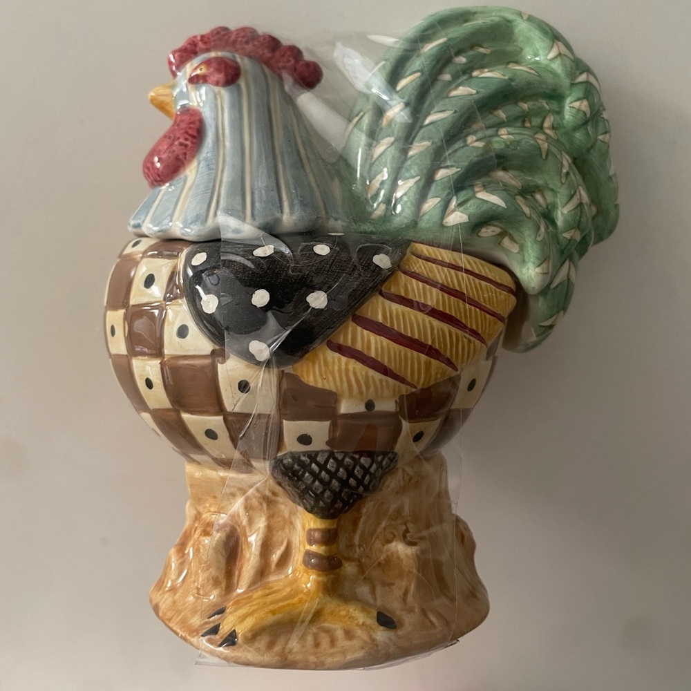 collectible ceramic Sakura Debbie Mumm Rooster Condiment Dish or Sugar Bowl - Picture 1 of 6